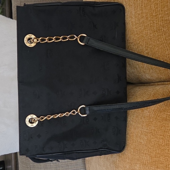 MCM Black Tote with Gold Chain Details - Picture 3 of 11